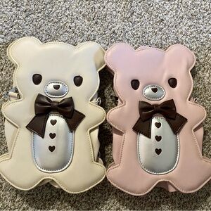 Source Unknown Bear-Shaped Kids Bags - Cream and Pink